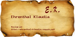 Ehrenthal Klaudia névjegykártya